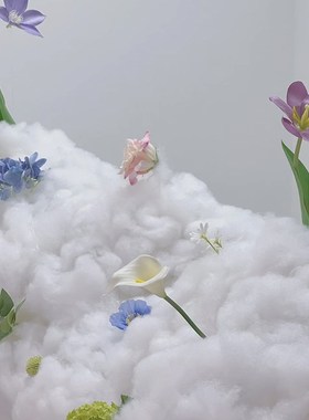 新品悬浮云朵花海 o橱窗美陈列打卡点拍照道具装饰写真网红角落布