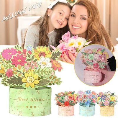 极速Flower 3d Card Best Wishes Greeting CaNrd For Anniversar