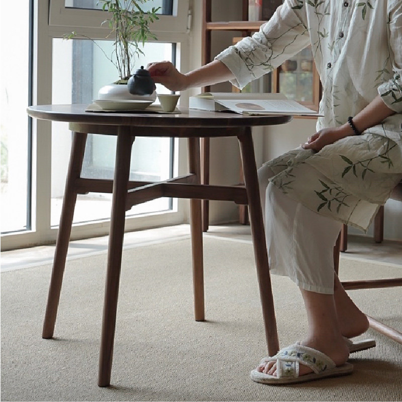 极速新中式阳台茶桌小圆桌北美黑B胡桃实木团圆桌小型茶桌椅组合,住宅家具,家用茶台/茶桌,淘宝优惠券,粉丝福利购,淘宝优惠卷