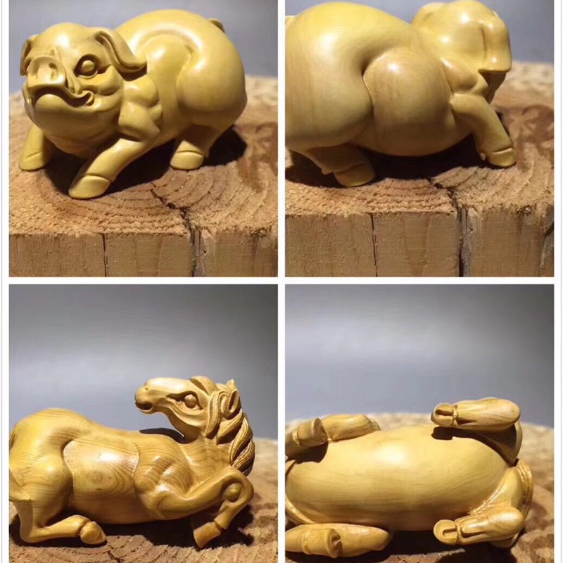 极速小叶黄杨木雕十二生肖摆件全套狗鼠铜牛鸡蛇马U虎兔龙羊猴猪