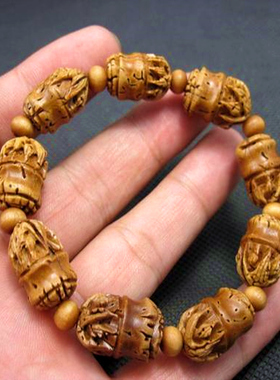 新品野生桃核雕刻手串情侣手链z平安文玩菩提天然肥城男女礼物桃