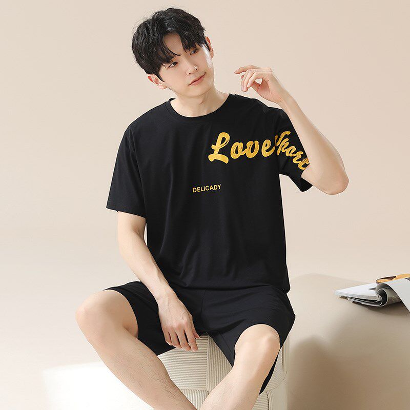 新品男士睡衣夏季纯棉2025新款套头短袖短裤青少年薄款.家居服纯