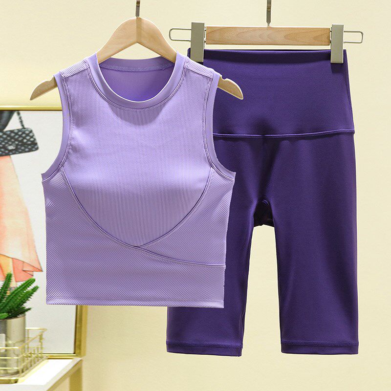 新品夏季健身服套装女紧t身显瘦弹力透气瑜伽服跑步训练网红运动