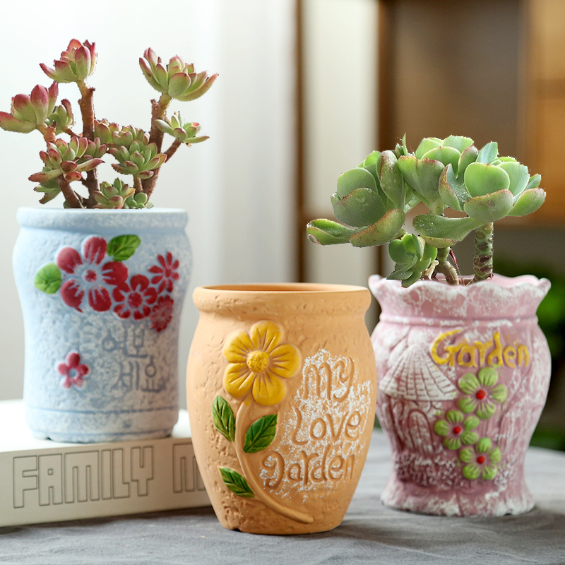 极速雅致生活多肉花盆陶瓷大号y肉肉盆粗陶透气花盆家居陶瓷盆居