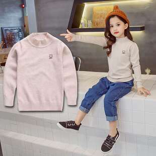 极速女童高领毛衣韩版o薄款新款秋季中大童打底加绒加厚儿童套头