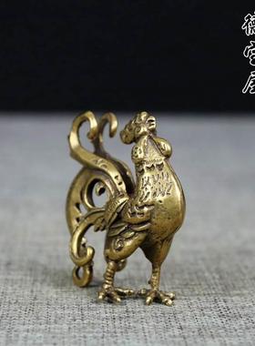 极速l铜仿古黄铜大鸡实心复创鸡意大公J鸡十二公生古肖风水摆件小