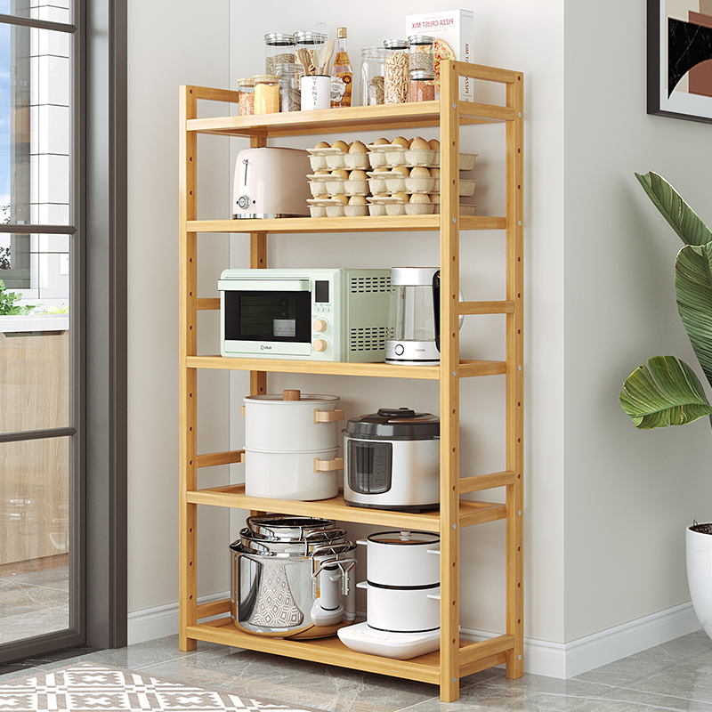 极速厨房置物架子多层落地v微波炉烤箱多功能收纳实木家用家用防