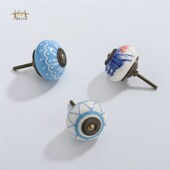 极速陶瓷拉手橱柜门拉手多花纹 饰Z简约家具五 彩绘单孔把手家居装