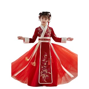 裙子儿童中国风古风洋装 超B仙古装 拜 女童汉服秋冬装 极速2023新款