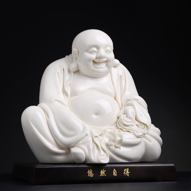 新品戴玉b堂陶瓷《 悠然自得》省级大师叶云凤弥勒佛佛像大肚笑佛