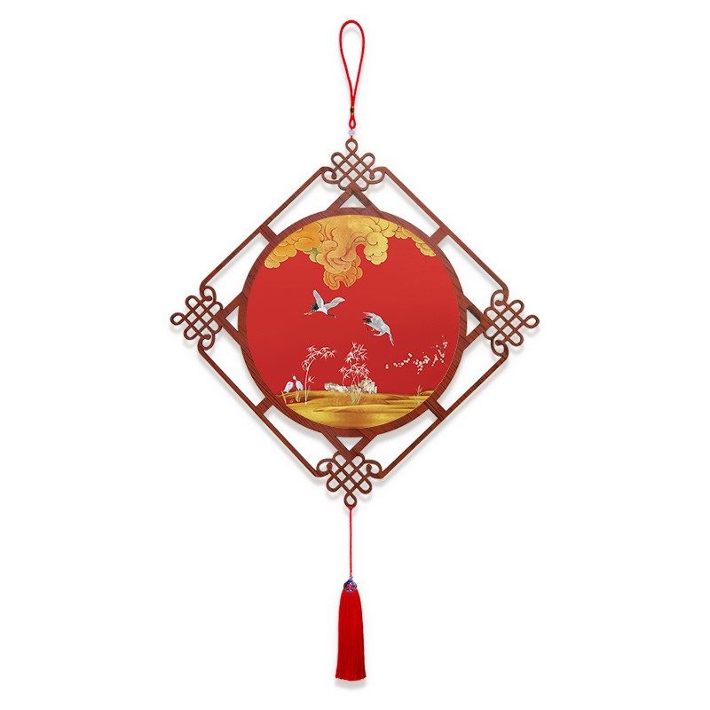 新品仙鹤中国结吉祥挂件客厅新中式D入户门玄关装饰画中国红餐厅,特色手工艺,中国结,淘宝优惠券,粉丝福利购,淘宝优惠卷