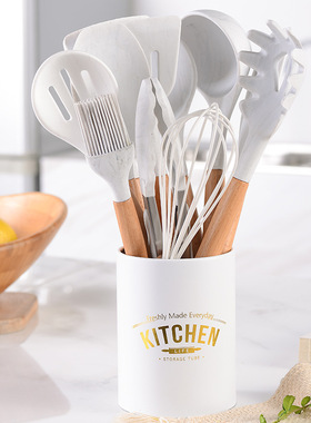 极速大理石纹白色木柄硅胶厨具套装烹饪工具G11件套不粘锅kitchen
