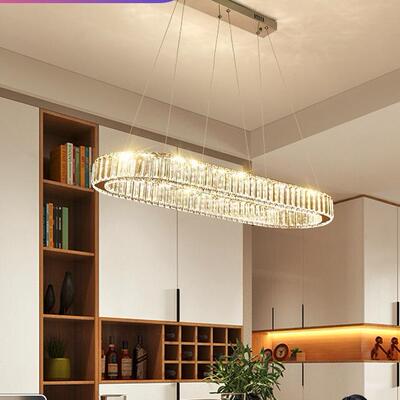 长条极简餐厅吊灯轻奢大气高档水晶吊灯椭圆形餐桌饭厅吧台吊灯
