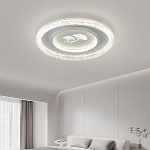 简约现代LED卧室吸顶灯2025新款冰裂纹高亮大气圆形主卧室灯具