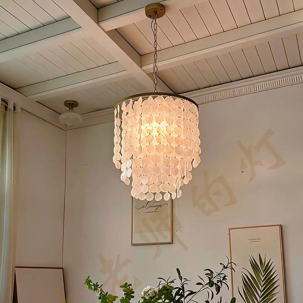 轻奢贝壳吊灯客厅餐厅灯现代简约创意设计师别墅楼梯间卧室灯具