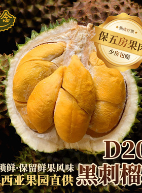 马来西亚D200黑刺榴莲液氮冷冻整果25年7月进口新鲜树熟顺丰包邮