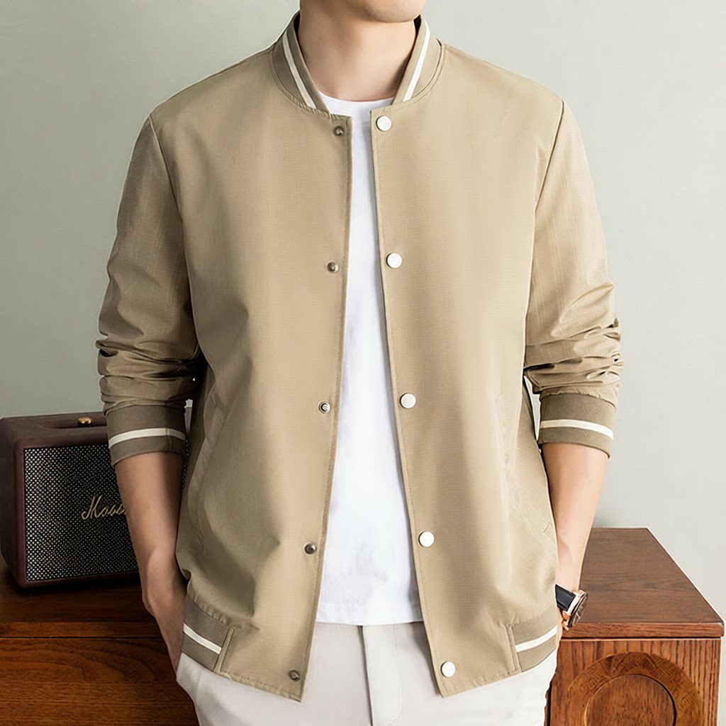 2026春季新款男士立领夹克通勤休闲纯色棒球服百搭青年茄克男外套