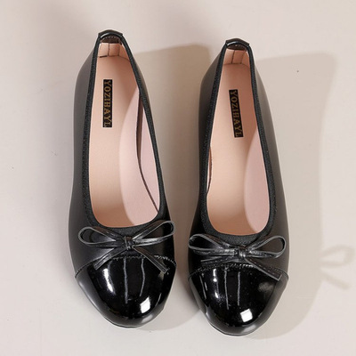 小香风单鞋PU粗跟低跟(小于3cm)圆头橡胶一脚蹬浅口低帮鞋