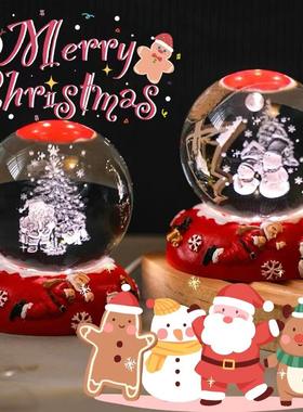 创意3d内雕水晶球小夜灯发光桌面装饰品树脂摆件学生礼品圣诞礼物