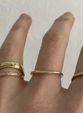 韩系ins博主MARS25同款手工叠戴S925纯银麻花细钻指环可调节戒指