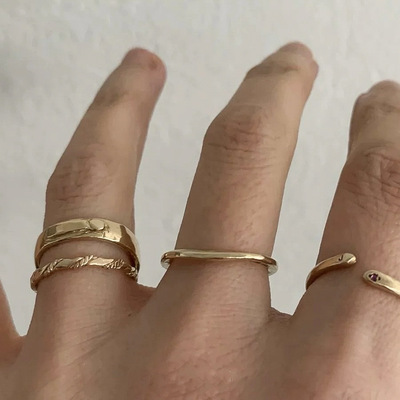 韩系ins博主MARS25同款手工叠戴S925纯银麻花细钻指环可调节戒指