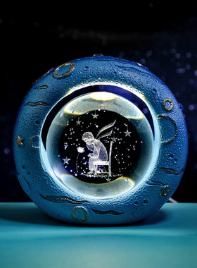 海洋贝壳发光水晶球小夜灯卧室桌面摆件创意礼品宇航员送男生礼物