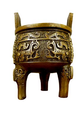 热销纯铜龙鼎摆i件鼎盛千秋工艺品铜鼎 复古三足圆鼎香炉家居礼品