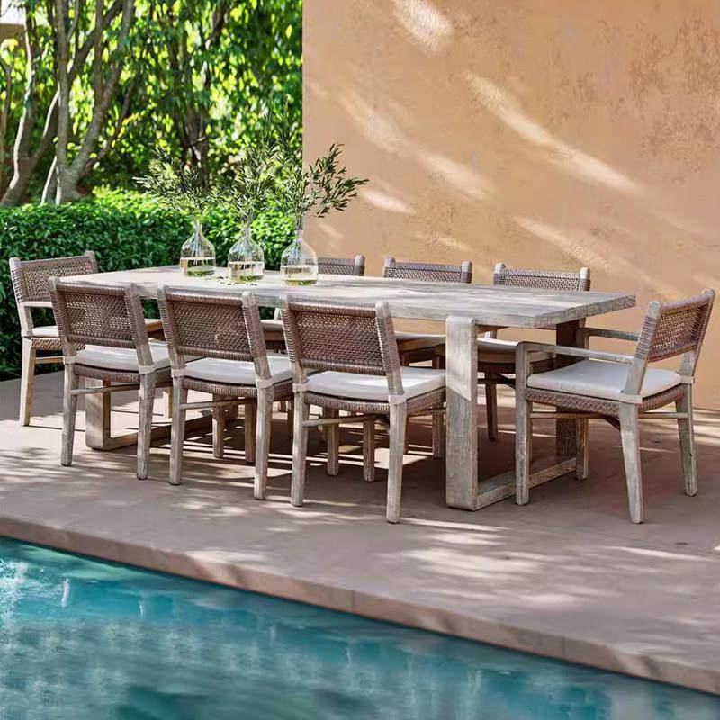 户外柚木桌椅庭院花园防水防晒实木餐桌椅室外露台侘寂风休闲家具,住宅家具,桌椅套件,淘宝优惠券,粉丝福利购,淘宝优惠卷