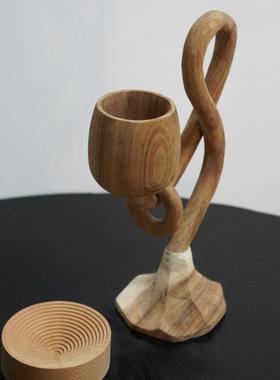 一枚橙 侘寂风覆古木制摆件民宿样板房别墅客厅电视柜实木装饰品