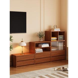 全实木模块化柜自由组合书柜电视柜斯堪的纳维亚小公寓家庭玻璃门