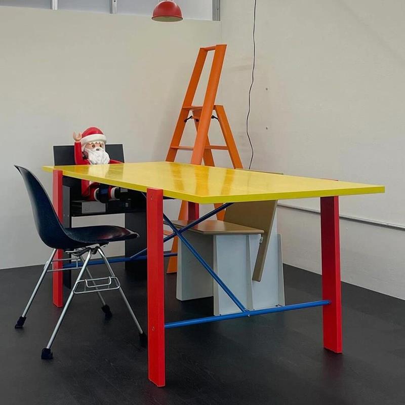 多巴胺极简彩色长方形餐桌家用小户型现代简约设计师办公电脑书桌
