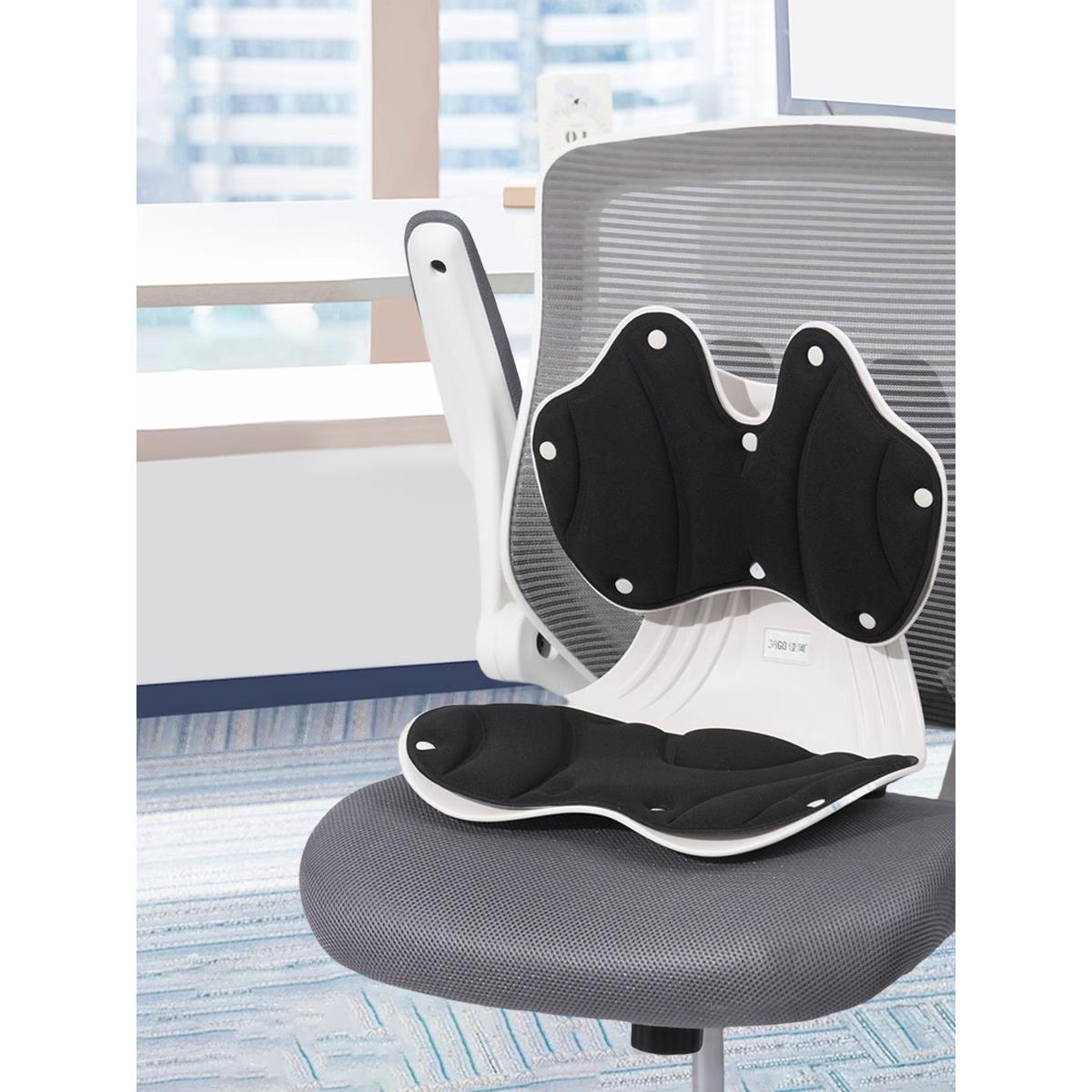 坐背一体坐垫直背坐垫办公室久坐坐姿腰垫腰支撑防驼背坐垫