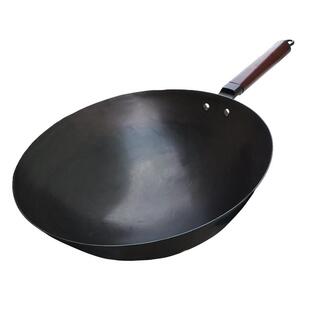 34厘米尖底三万六手工铁锅 炒锅 无涂层 铁炒锅 不粘锅圆底铁锅