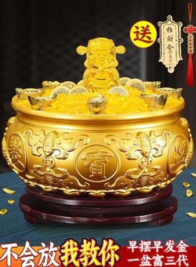 铜聚宝盆装饰家居客厅铜工艺品纯黄铜米缸铜盆店办公室装饰