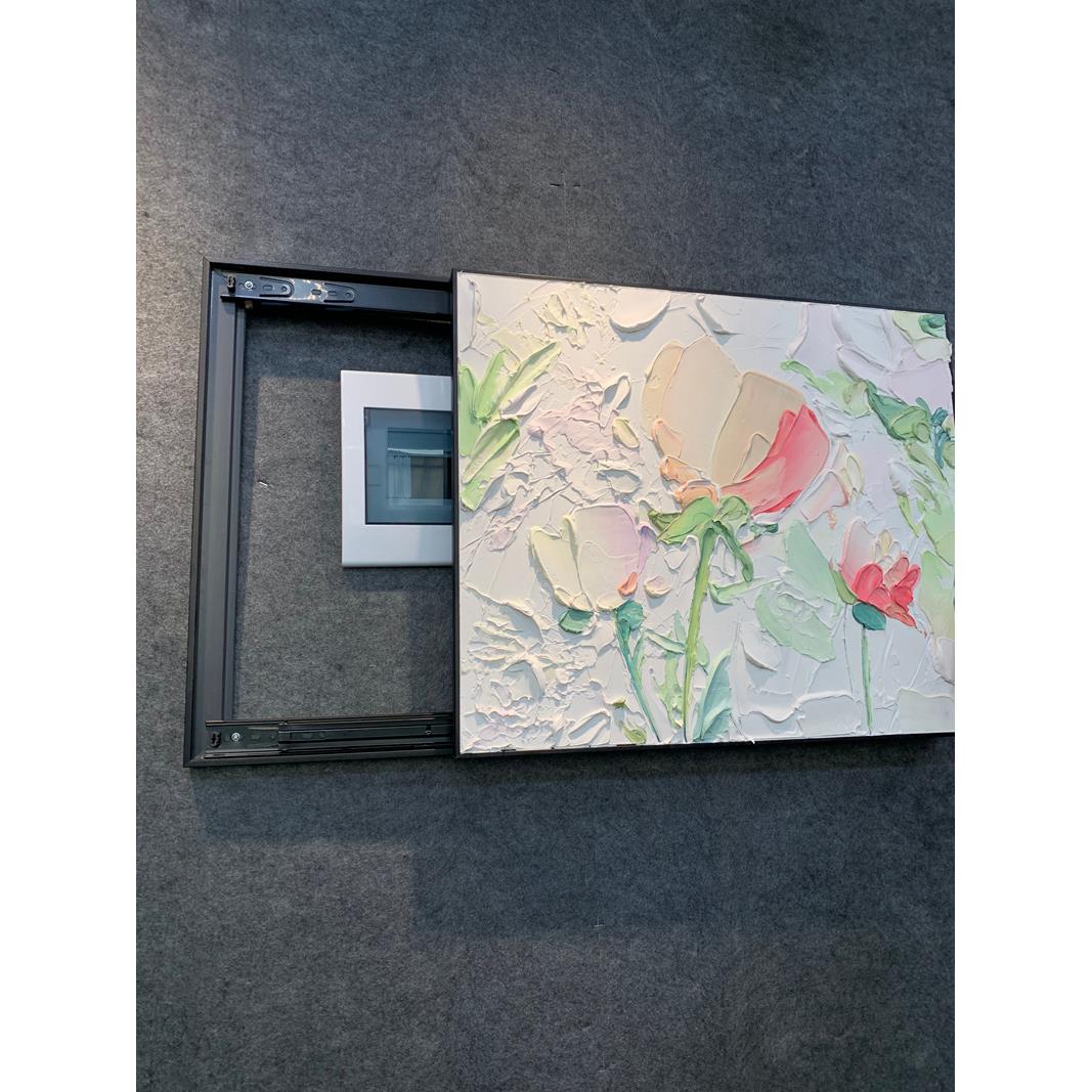 纯手绘电表箱盒装饰画配电箱肌理画简约北欧免打孔挂画定制竖板画图片