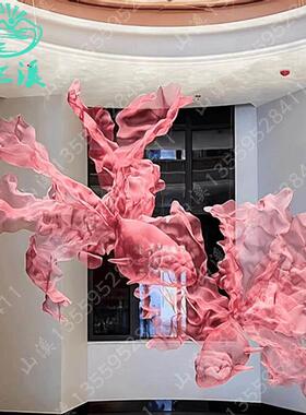 现代中式金鱼空中悬挂软装吊饰创意金属网格商场酒店开 业艺术装