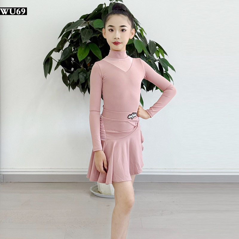 W69少儿拉丁舞服2025秋冬新款高级女童舞蹈服练功训练表演服套装