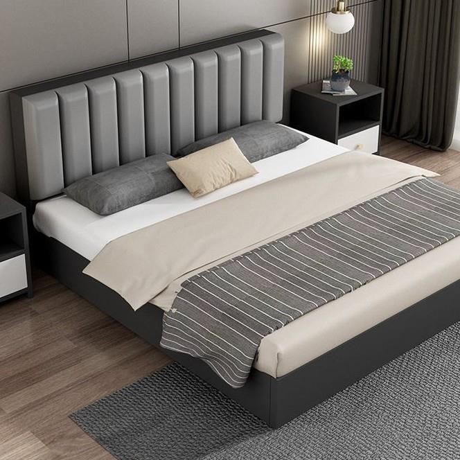 实木软包床双人1.8x2米简易家用主卧1.5米板式床出租房1.2m单人床