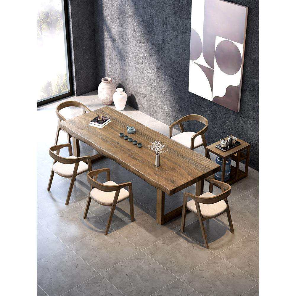 新中式实木大板茶桌椅组合现代家用客厅办公室泡茶台洽谈原木茶几