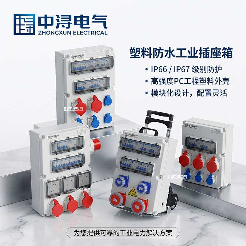 防水工业航空插头配电箱PC挂壁检修成套箱阻燃塑料强电布线箱