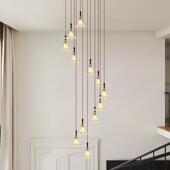 大厅别墅朵多头跃层陶瓷客厅木槿花复式 楼梯吊灯主灯法式 中古挑空