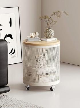 可移动网红边桌卧室不占地小茶几实木圆形沙发边几客厅杂物收纳桶