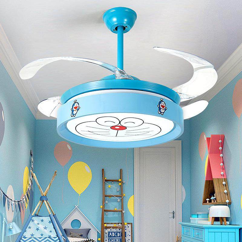 新款客厅隐形儿童吊扇灯餐厅卧室家用卡通现代led电风扇灯吊扇灯