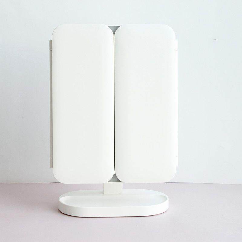 化妆镜带灯三面镜触摸屏可充电旋转台式桌面贝壳镜双开门镜子送礼