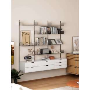 vitsoe墙面系统置物架客厅电视墙洞洞板轨道书架不锈钢墙上层板