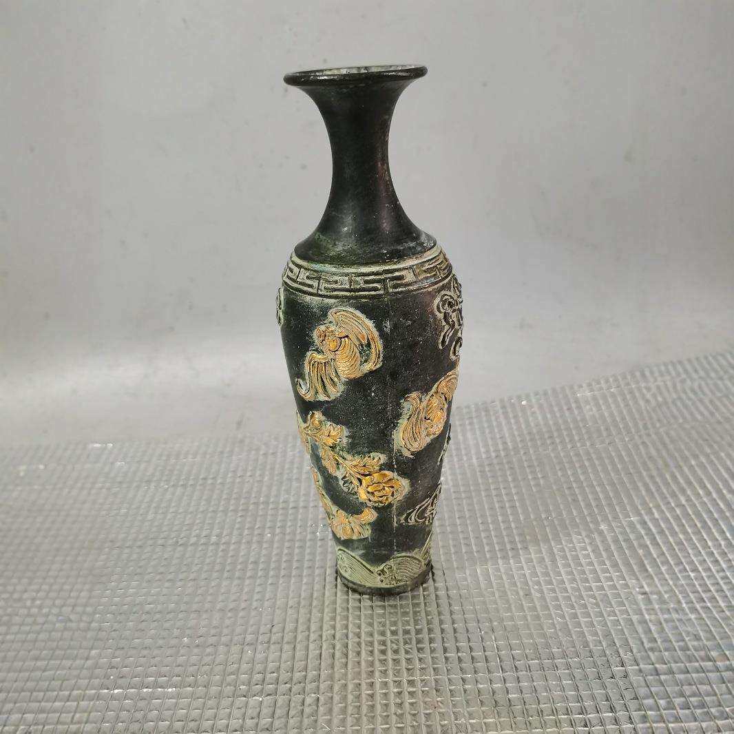 仿古铜五福瓶摆件家居卧室装饰古玩收藏古董工艺品