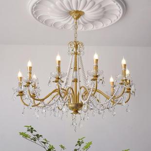 法式复古铁艺水晶珍珠吊灯浪漫水晶蜡烛灯餐厅卧室吊灯新款灯具