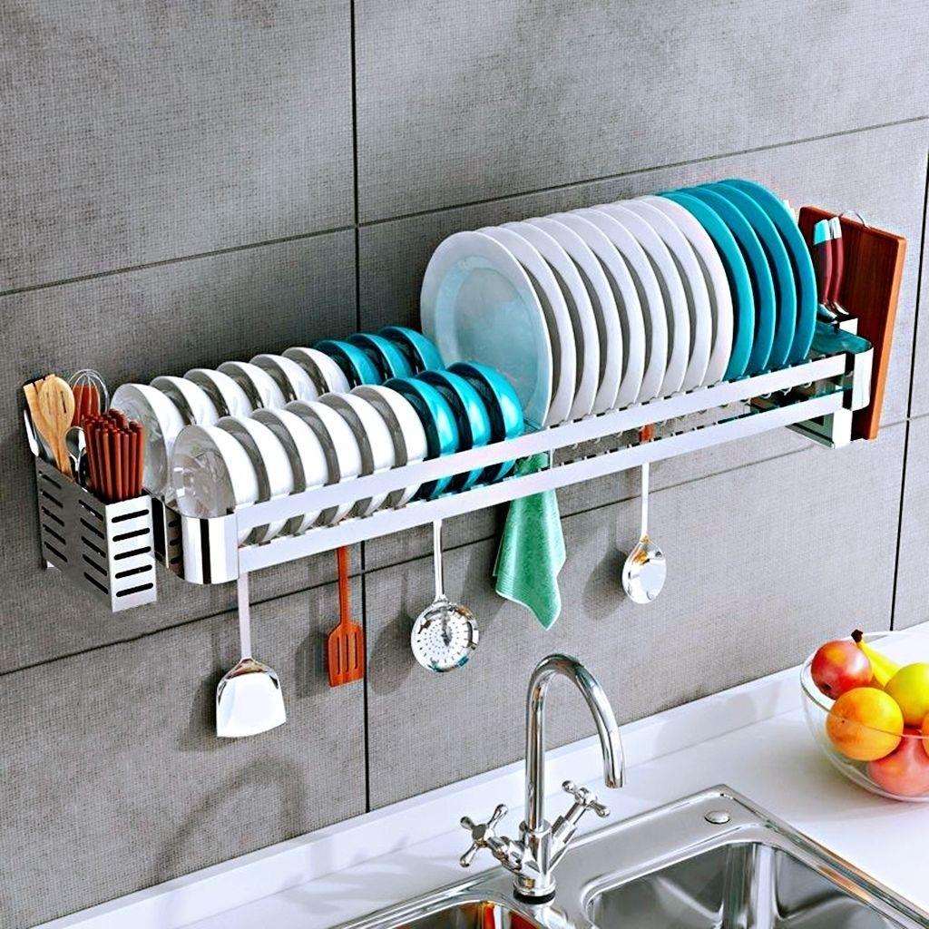 304不锈钢碗碟架沥水架厨房置物架壁挂式收纳架水槽上晾放碗碟架