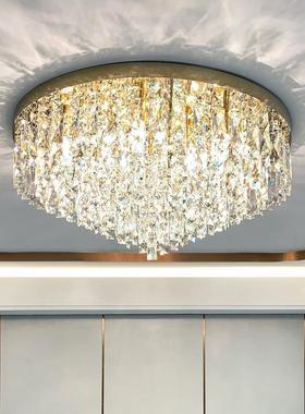 水晶吸顶灯卧室温馨浪漫圆形现代简约大气家用轻奢新款客厅灯具