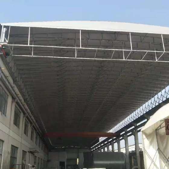 设计安装工厂过道轨道式电动推拉棚遮阳移动仓储折叠伸缩推拉雨篷